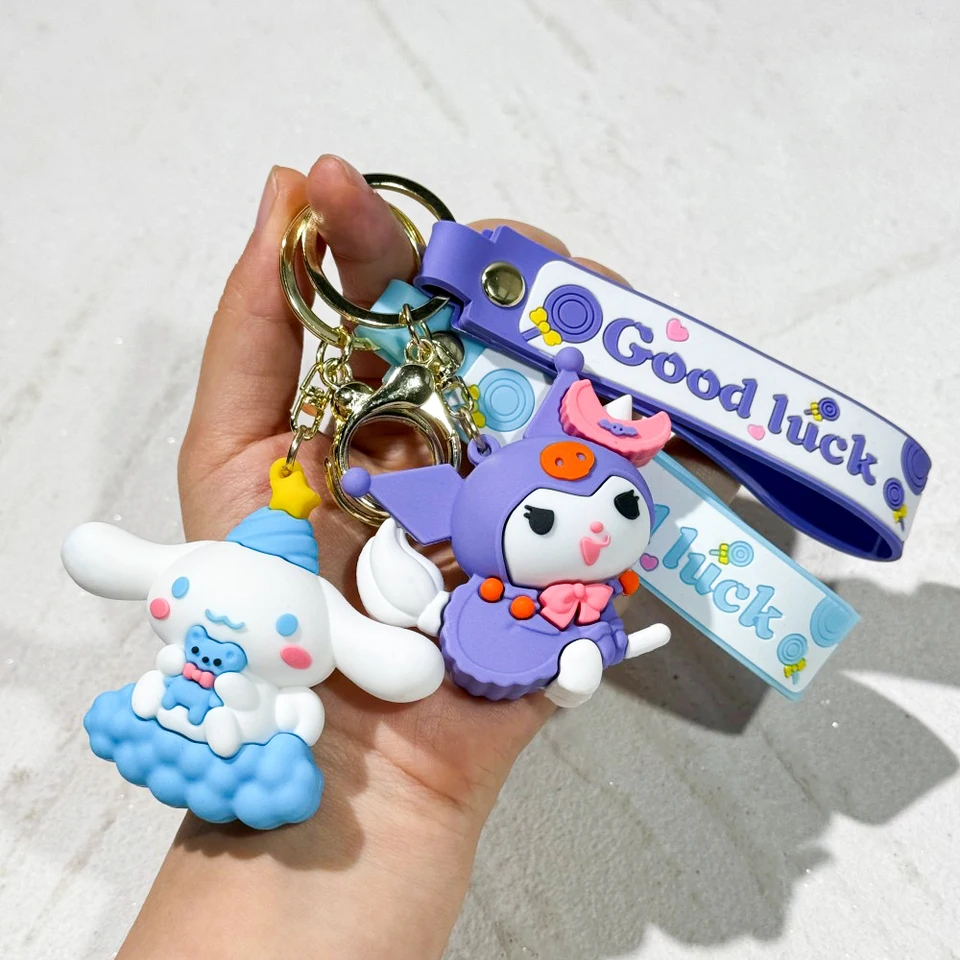 Sanrio Hello Kitty Keychain Roztomilý karikatúra melódiu Kuromi Doll Duzdenia Klávesové šperky Dievčatá a detské darčeky Hračka vianočný darček nápad
