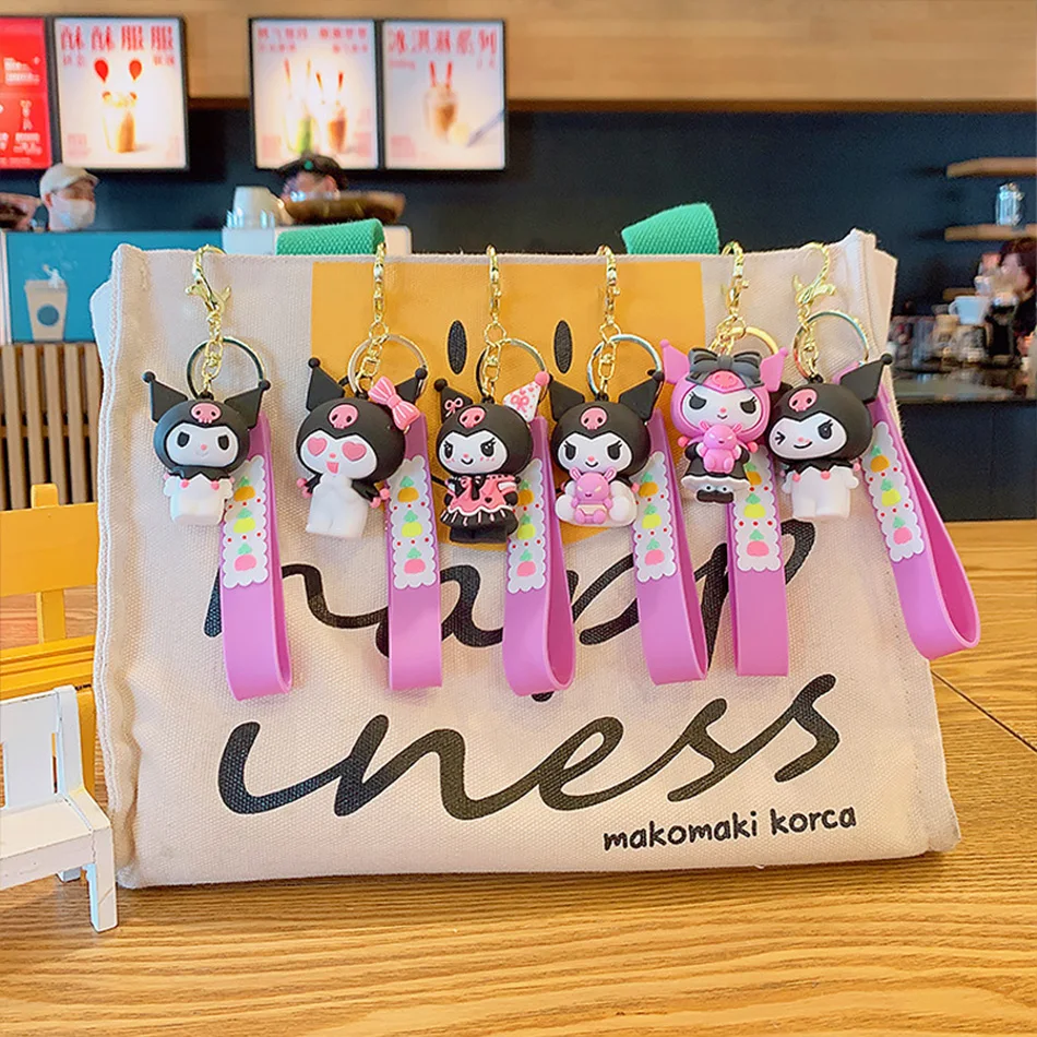 Sanrio Hello Kitty Keychain Roztomilý karikatúra melódiu Kuromi Cinnamoroll Doll Doll Denant Dekorácie Keyring šperky Dievčatá a detské darčeky hračky