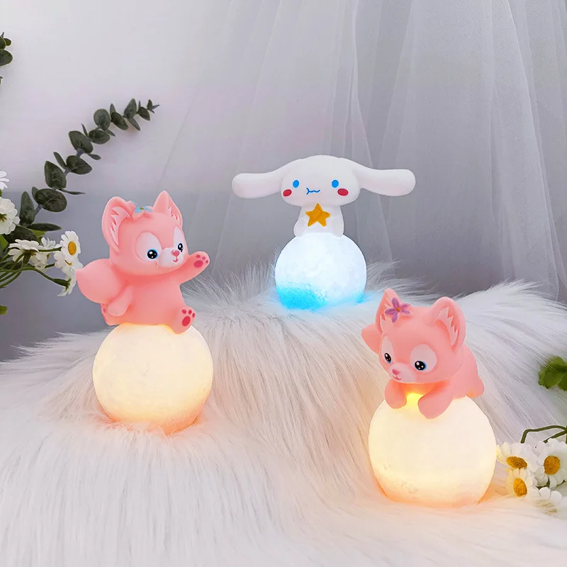 Sanrio Hello Kitty Kuromi My Melody Cinnamoroll Cute Toy Diy Figure Stolová lampa sviatok k narodeninám darček nočná lampa dekor