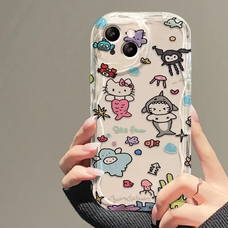 Sanrio Hello Kitty Mermaid KT Cat pre iPhone 16 Pro Max 15 14 13 12 11 xr xs Max 7 8 plus y2k Cartoon Kuromi Merman Puzdro