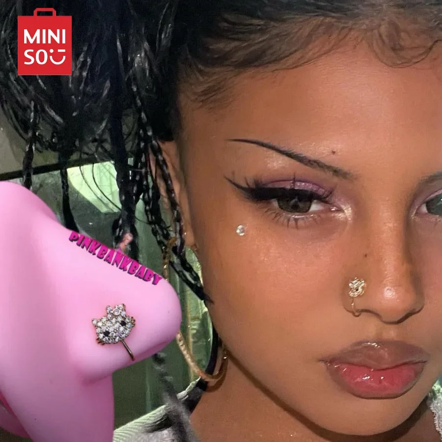Sanrio Hello Kitty Metal Navel Hoop náušnice Lip Stud mliečne nechty sanrio anime kawaii sexy babes módne roztomilé šperky detský darček