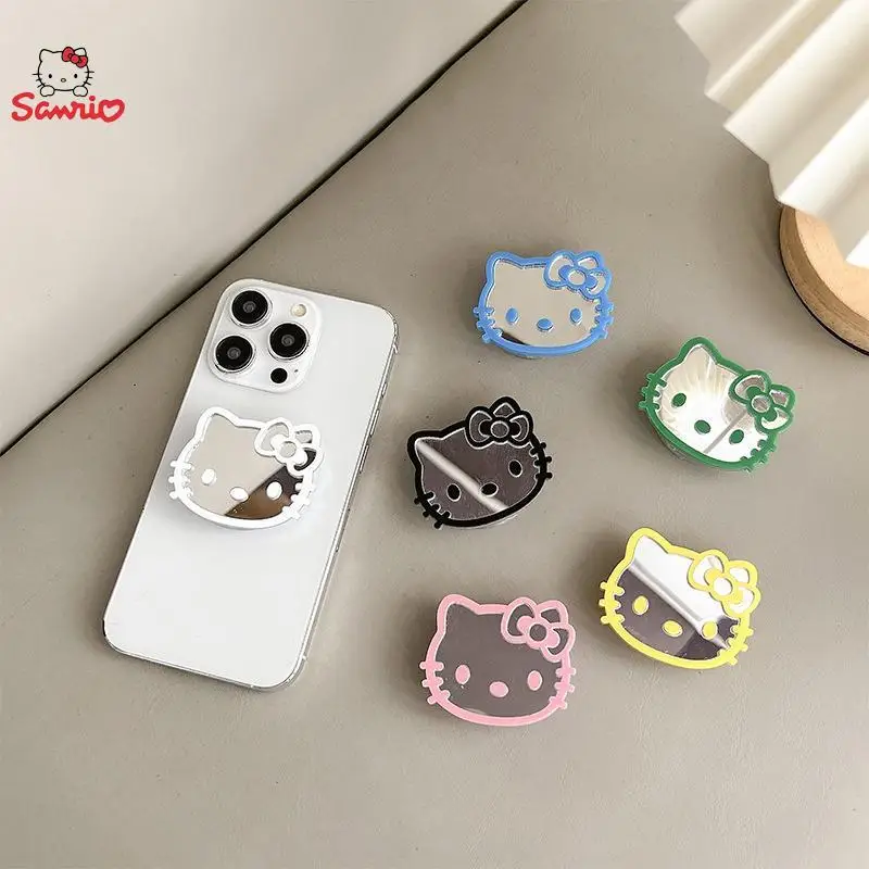 Sanrio Hello Kitty Phone Držiteľ airbag zrkadlo zafarbené zatiahnuteľné telefónne stojany na roztiahnuteľné držiak na stolnú plochu darček