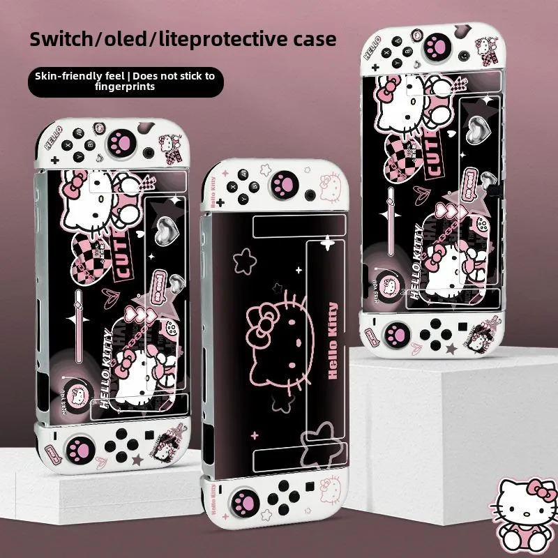 Sanrio Hello Kitty pre Nintendo OLED Silikone Soft Soft Lacted Anti-Drop Cover Can rozdeliť NS Ruckeld Game Console Ochranná škrupina