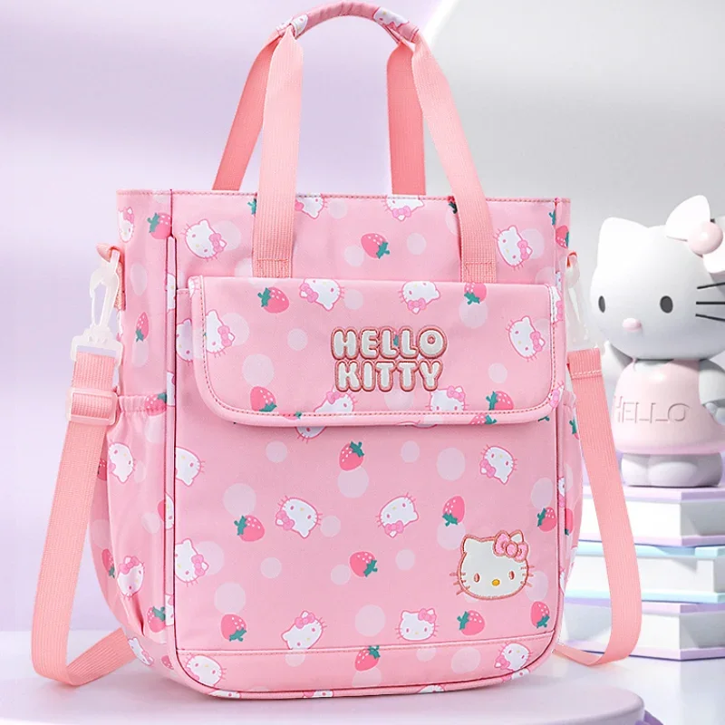 Sanrio Hello Kitty roztomilé sladké študentské ramenné tašky Kulomie Cartoon tlač Jednoduchá veľká kapacita posolový taška