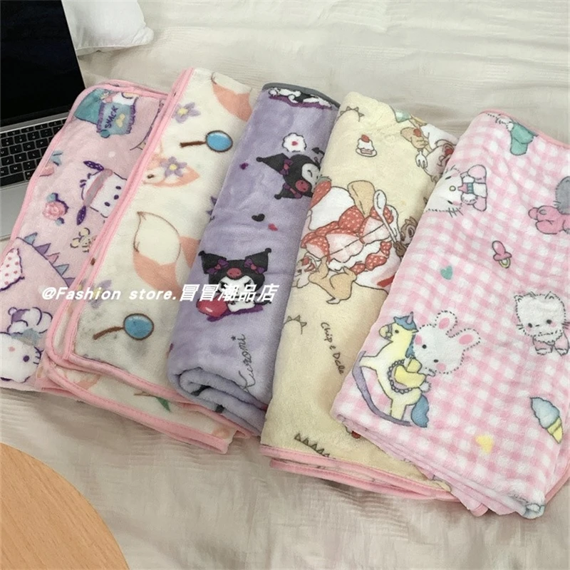 Sanrio Hello Kitty vytlačená prikrývka Kuromi My Melody Warmet Disney Linabell Chip a Dale Flanel Diskcase Darček