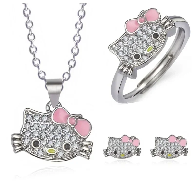 Sanrio Hello Kitty šperky Anime figúrky kreslené z legovaného náhrdelníka Ring Comp Anime Merchandise Decoration Darček k narodeninám