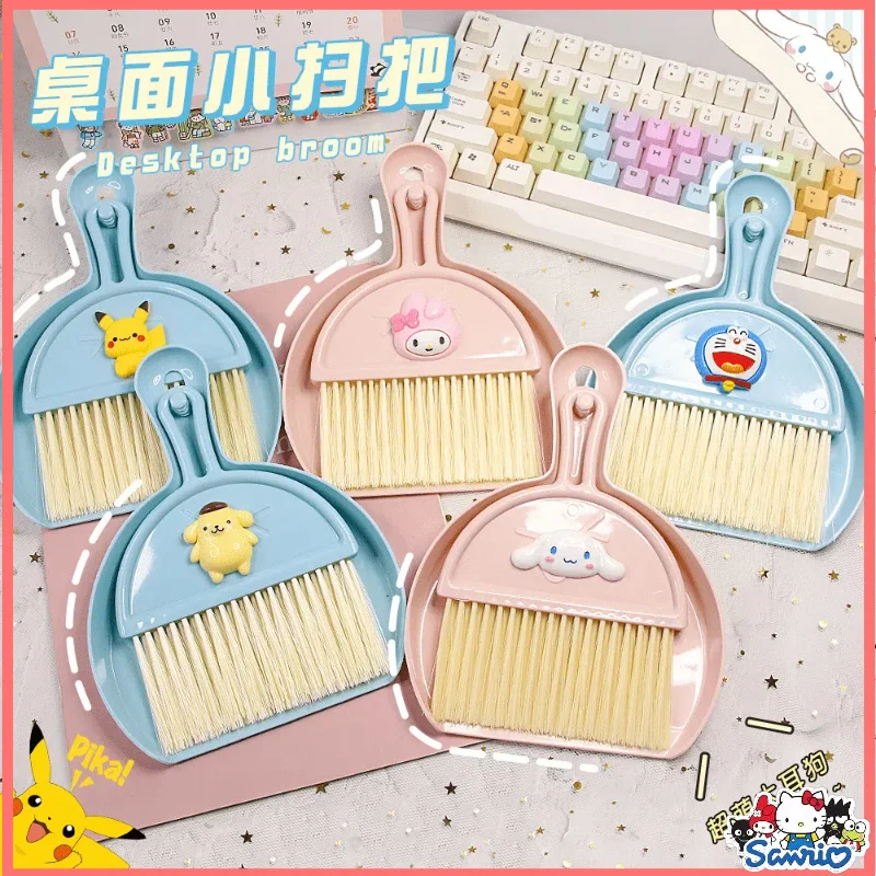 Sanrio Hellokitty Kuromi Cinnamoroll Melody Mini Desktop Broom Dustpan Set Dormitory Klávesnica Počítač