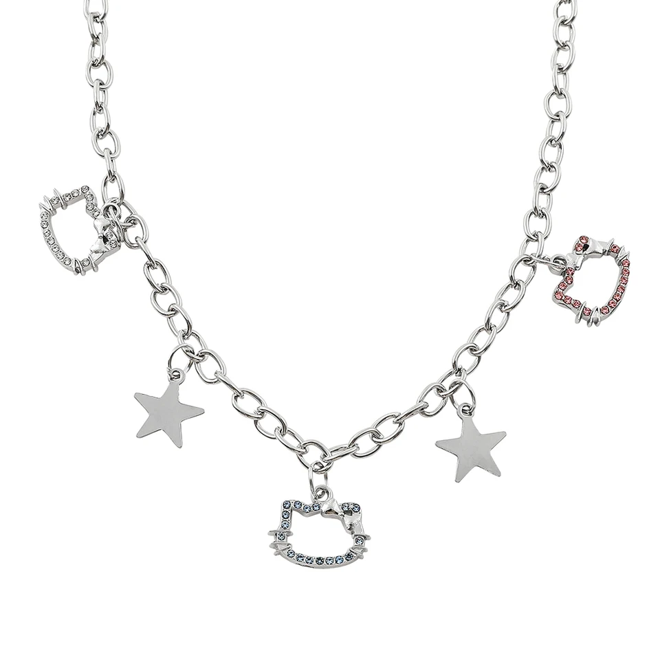 Sanrio karikatúra roztomilý Hello Kitty náhrdelník kreatívne dutiny ahoj mačiatka Star Neckchain pre priateľov narodeniny šperky darčeky