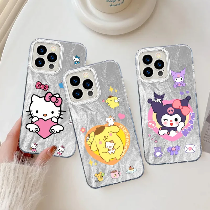 Sanrio karikatúra roztomilý kuromi pre iPhone 15 14 13 12 11 xs x xr 8 7 pro Max Plus perie, puzdro na kryciu priadzu