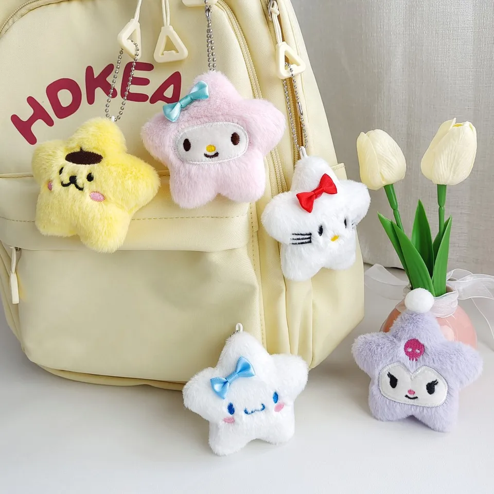 Sanrio Keychain Hello Kitty Kawaii hviezda Keyring Kuromi Cinnamoroll Scdle Batka batoh melody melody taška dekorácie dievča