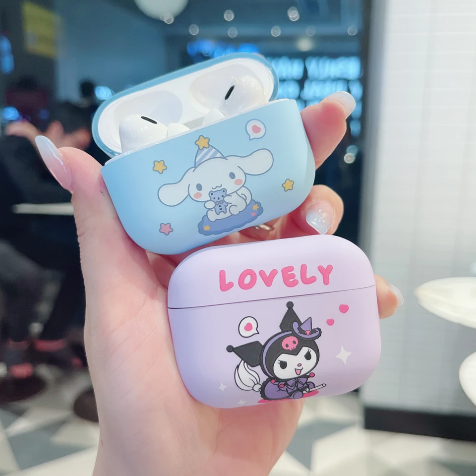 Sanrio Kuromi & Cinnamoroll Slúchadlá pokrývajú karikatúru Cool Anti-Drop Soft TPU Materiál, vhodný pre AirPods 1, 2, 3, Pro, Pro2