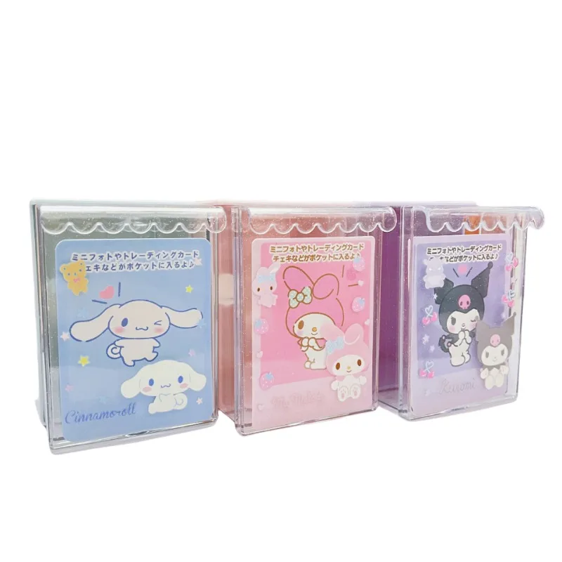 Sanrio kuromi cinnamoroll melódia číry trblietky akrylové skladovacie skrinky Dievčatá Karika