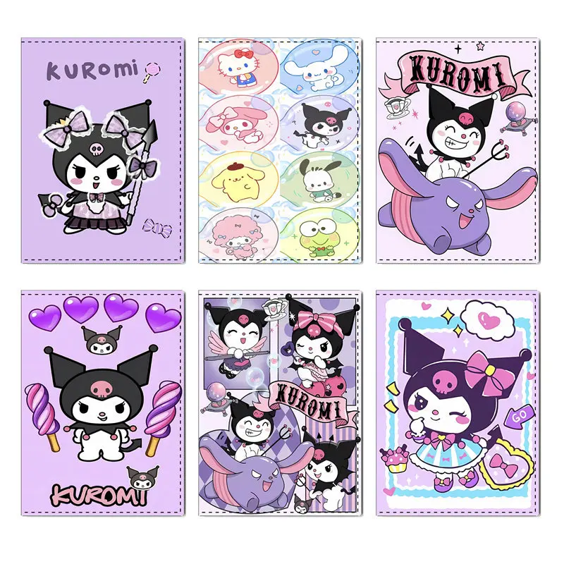 Sanrio Kuromi Kawaii Anime Cartoon Pu Leather Passport Cover Držiteľ ID banka Card Storage Peňaženka peňaženka