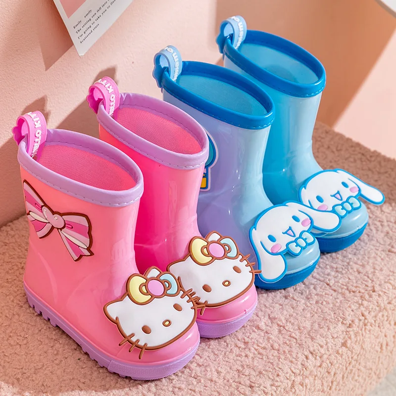 Sanrio Kuromi melody Hello Kitty Children Rain Boot PVC roztomilé vodotesné vodné topánky mäkké dno anti sklz narodeninové darčeky
