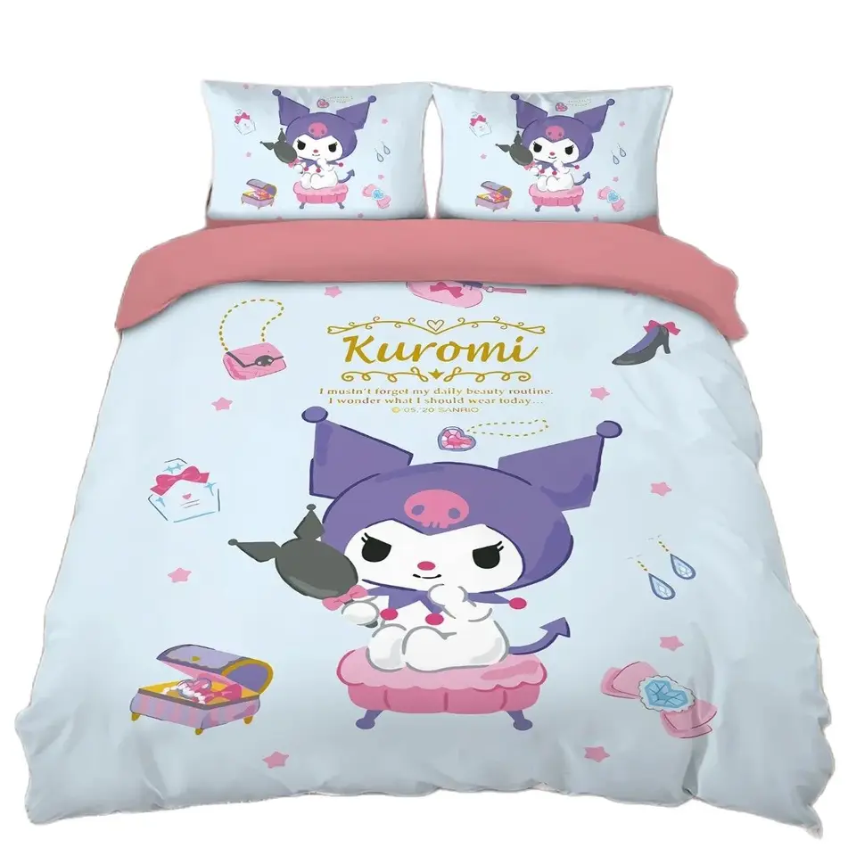Sanrio kuromi posteľná súprava karikatúra roztomilá obliečka na obliečka na posteľnú bielizeň Darčeková dekorácia Kawaii My Melody Kuromi Quilt Cover