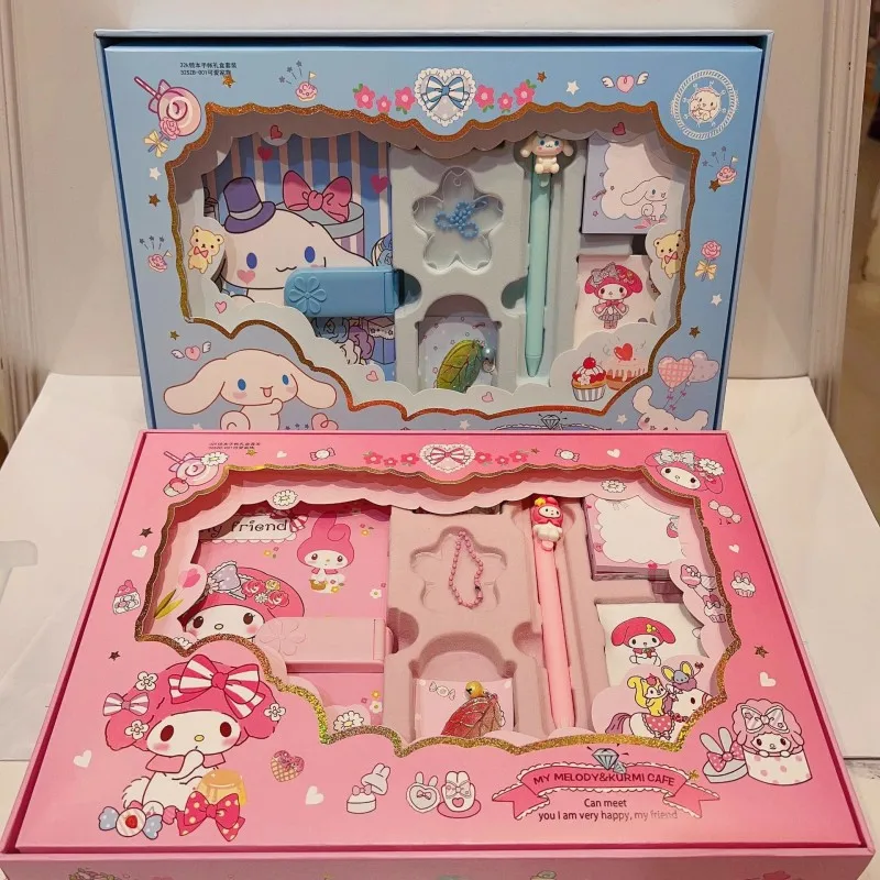 Sanrio Kuromi Stationaly Set My Melody Cinnamoroll Heslo Poznámkový blok Mini notebook podpis Pen Študenti Študenti pre deti darček pre deti darček