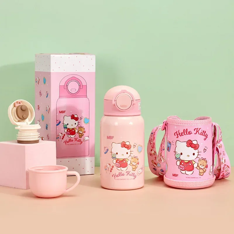 Sanrio Kuromi Termal Cup Set 500 ml My Melody Cartoon Detský izolačný pohár z nehrdzavejúcej ocele fľaša s vodou s slameným detským darčekom