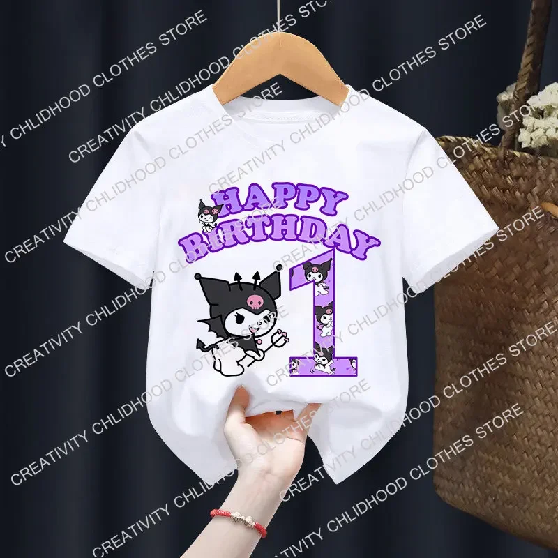 Sanrio Kuromi Tričko narodeniny číslo 1-12 Kawaii T košeľa anime manga karikatúry Karika