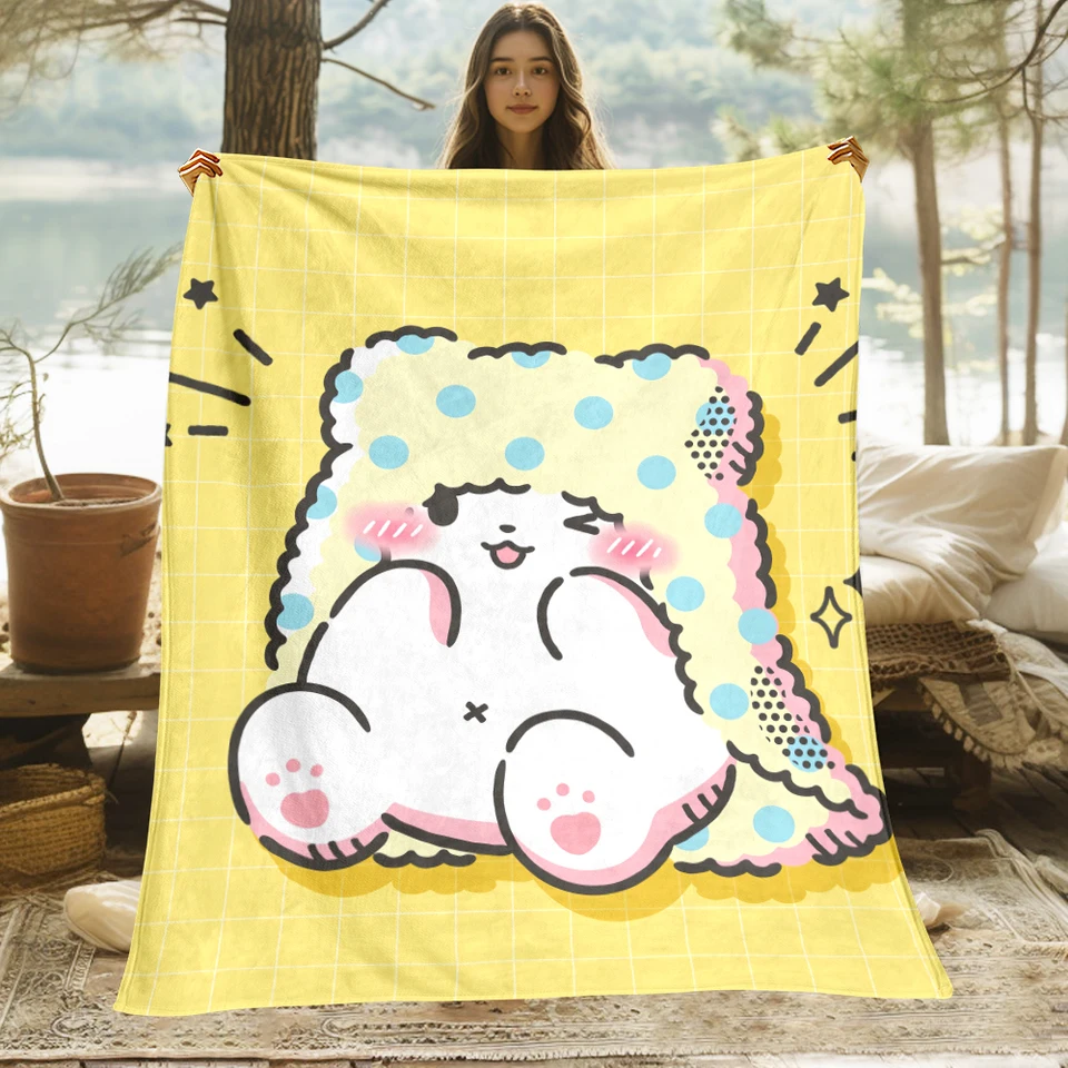 Sanrio marumofubiyori roztomilý karikatúra HD Art Tlač prikrývky. Nadmerná pohovka mäkká prikrývka Mäkké teplé flanelové prikrývky darčeková domácnosť