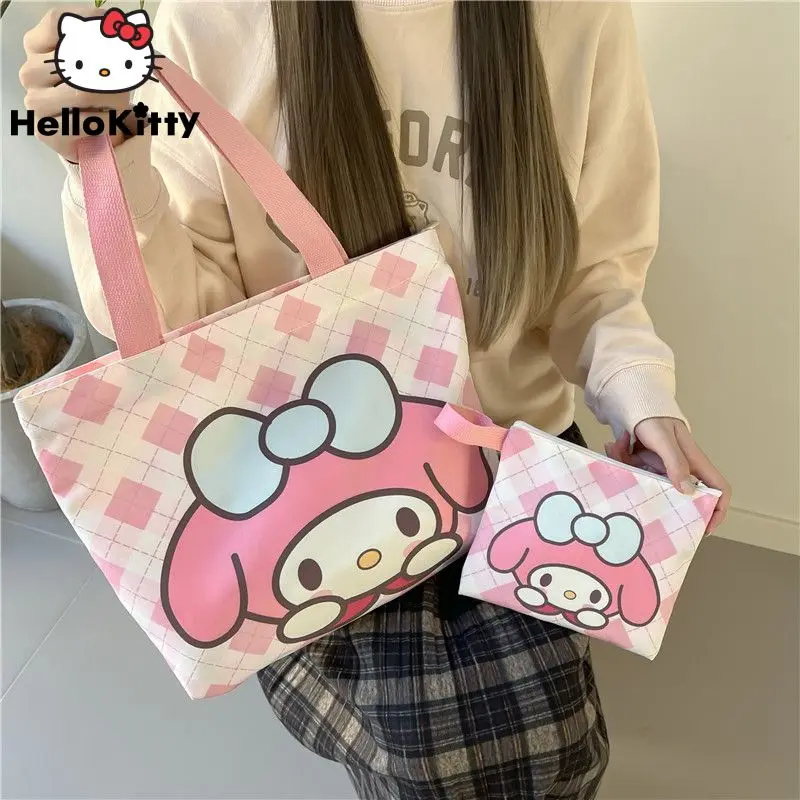 Sanrio Melody Kuromi Canvas Bags s roztomilými kabelkami y2k dievča Kórejské ramenné tašky Casy Totes