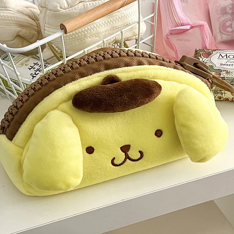 Sanrio pom pom purin anime kawaii taška s taškou roztomilý karikatúra Študentské kancelárske potreby kreatívne plyšové ceruzky box dievčatá kozmetika kozmetika Storage Bag