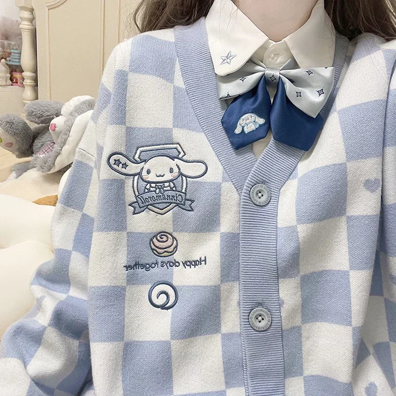 Sanrio Pompom Purin Cardigan Coat roztomilý y2k moja melódia kuromi cinnamoroll jeseň na jeseň zimné dám