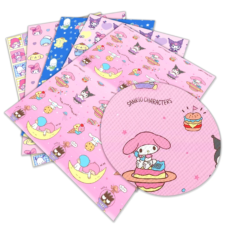 Sanrio priateľ karikatúra tlač umelá koža DIY náušnice na vlasy vrecko remeslá faux koža