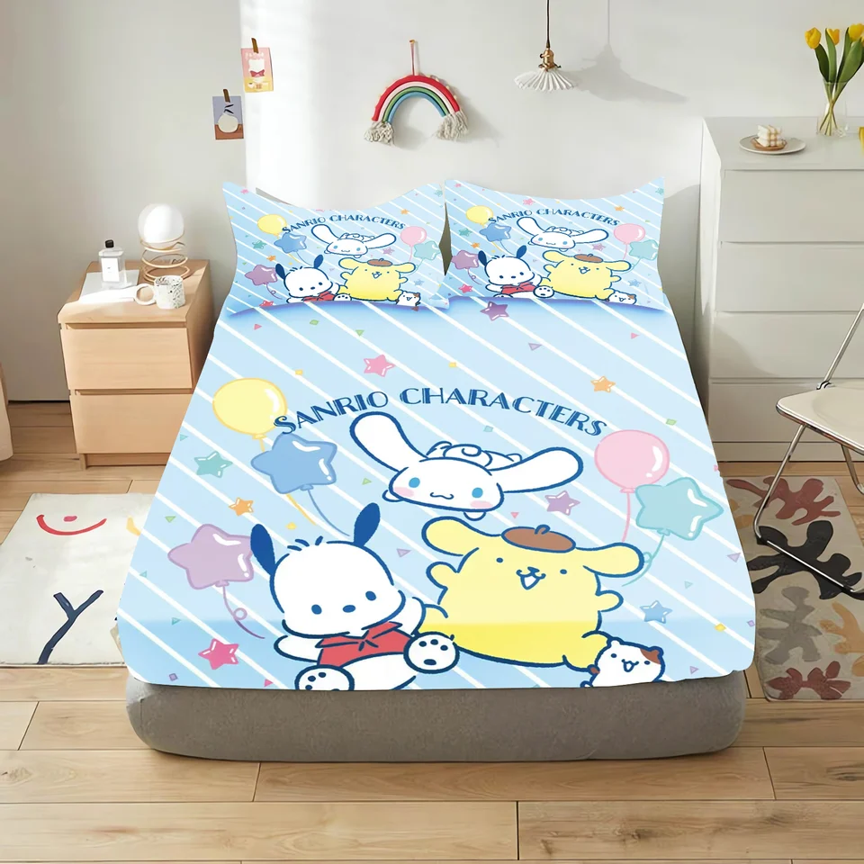 Sanrio Series Holle Kitty s vankúšom namontovaným listom 100% Polyester 2/3-dielna súprava roztomilý tlačený kreslený kryt prikrývky anime dom
