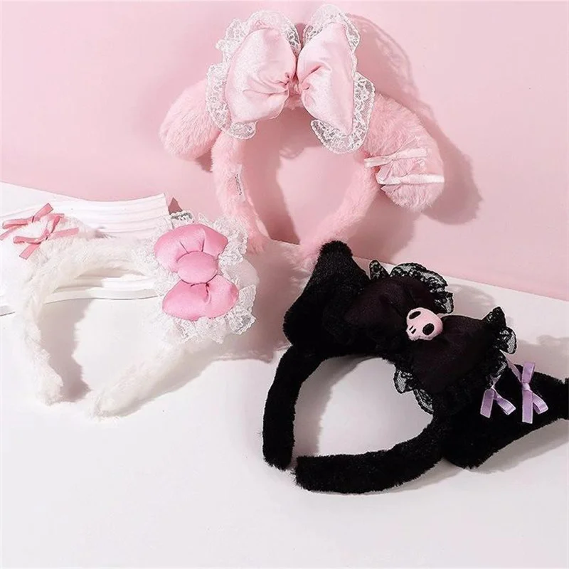 Sanrio Sweet Fashion Headband Kuromi My Melody Cute Anime Plush Hoop pre dievčatá princezná štýl All-Match Hair Accessories