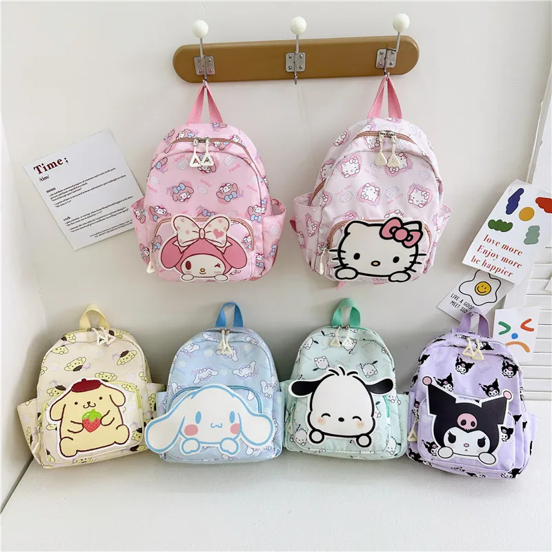 Sanrioed anime Hello Kitty Cinnamoroll My Melody Kuromi roztomilé dieťa batoh Kawaii Cartoon Leather Mini School Bag sviatok darček
