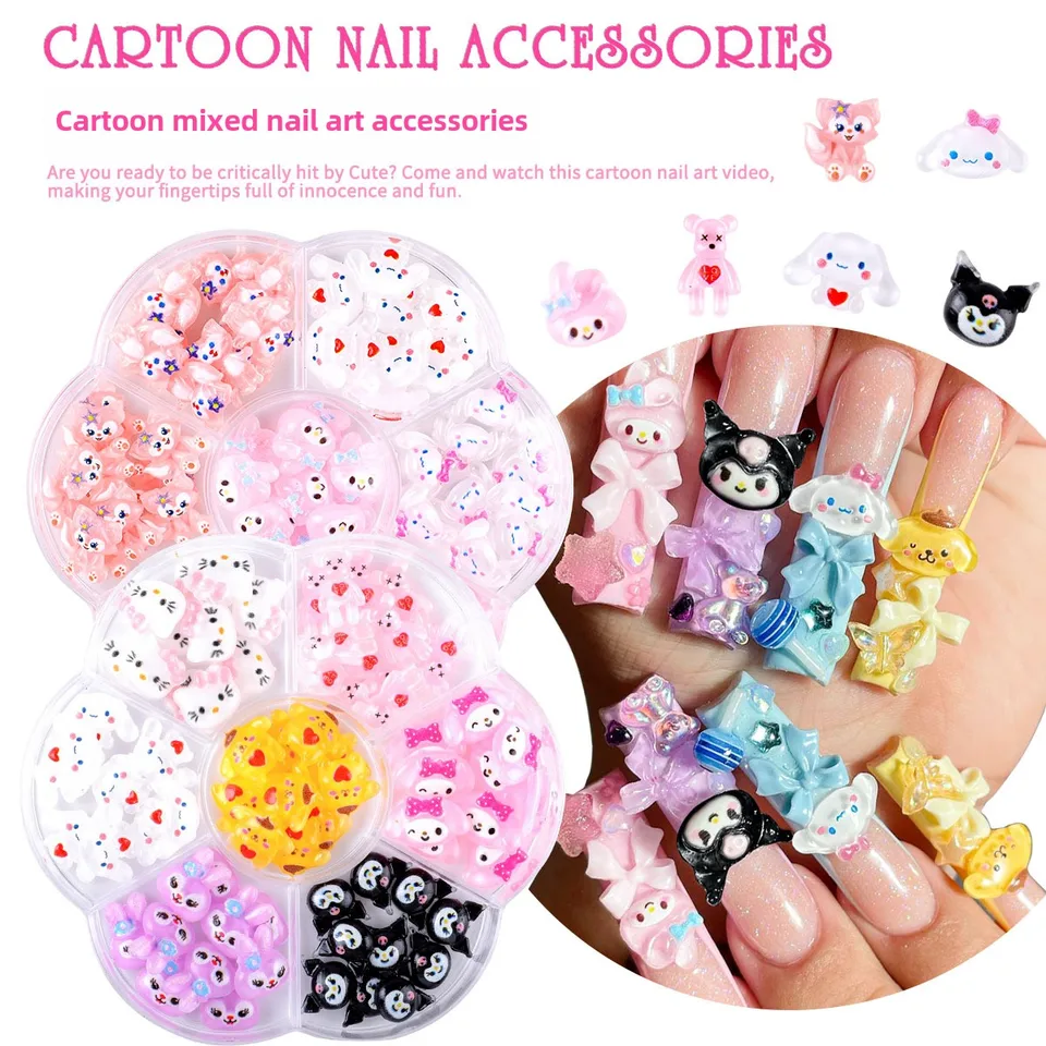 Sanrioed Hello Kitty DIY nechtové umenie šperky dekor kawaii kuromi kúzla pre manikúru pre domácich majstrov nechtov na nechty