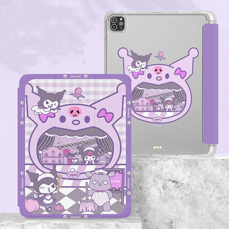 Sanrios Kuromi Littletwinstars Funny Cover pre iPad 2022 2021 2020 2019 2018 Case Tablet Cover pre iPad Air 1 2 3 4 5 Pro Case