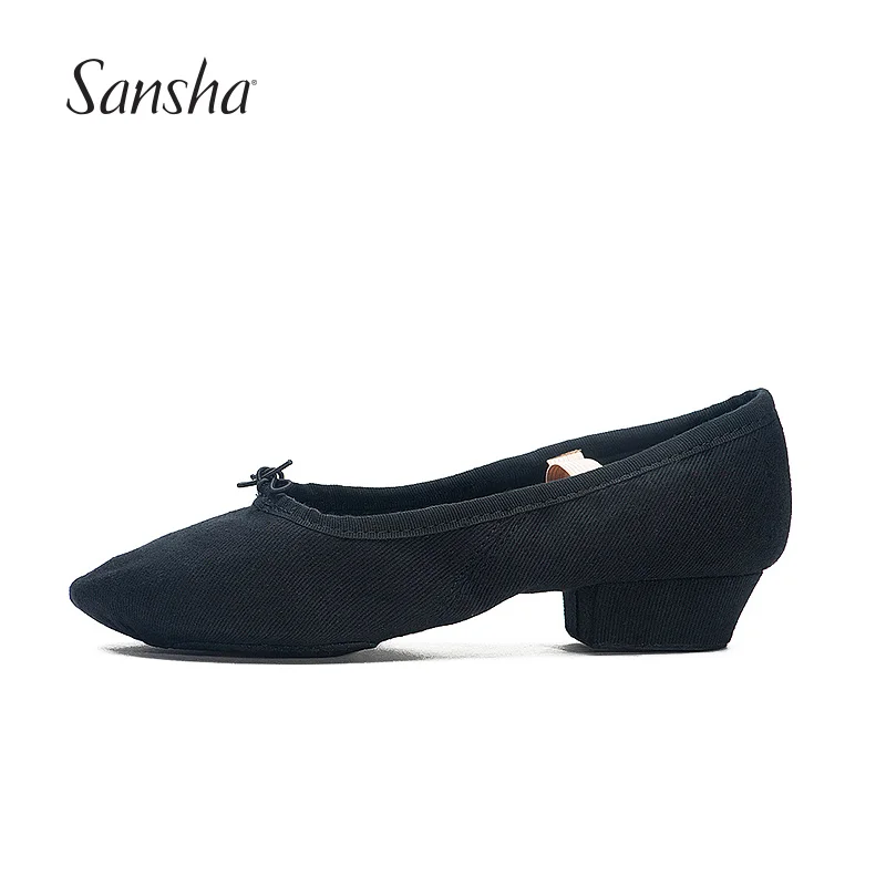 Sansha Hot Sale Canvas Balet Mäkké topánky s pätou profesionálny jazzový salsa tanečné topánky TE5C