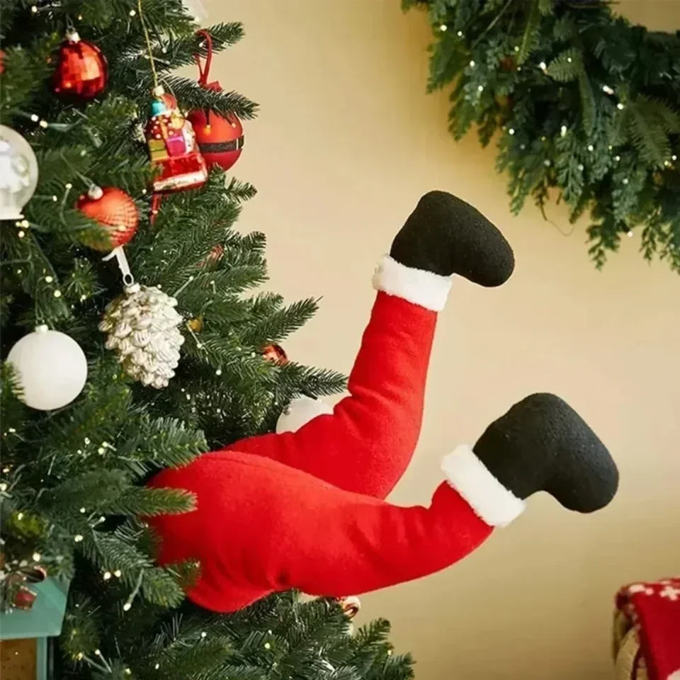 Santa Claus nohy vianočné stromčeky Dekorácie plyšové dvere dekor santa claus elf nôh vianočný výzdoba pre domáce zavesenie vianočných ozdôb