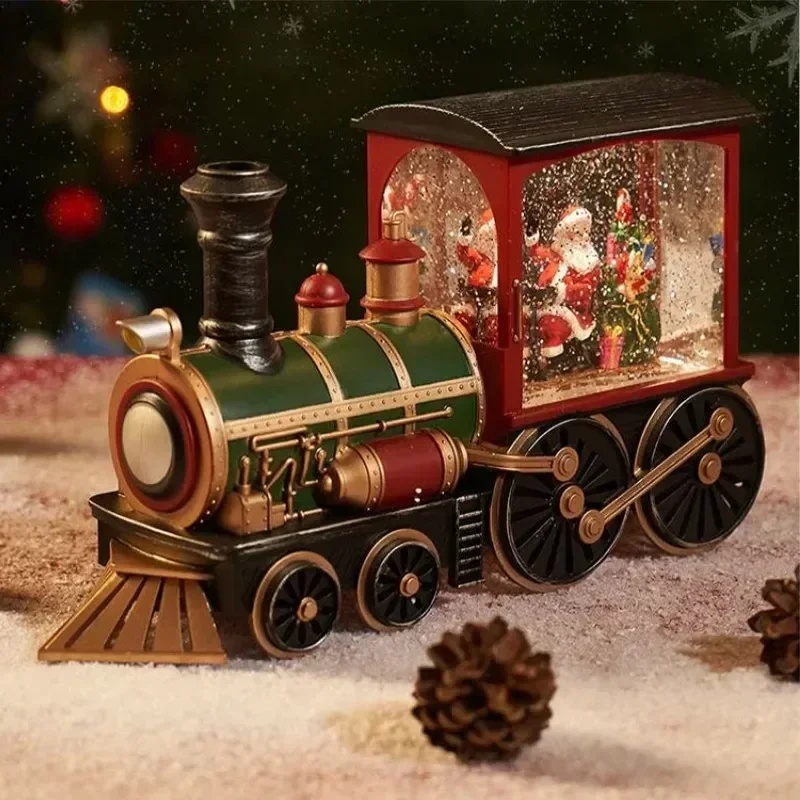 Santa Claus Snowman Vianočný darček Štedrý večer hudobná skrinka Train Music Box Crystal Ball Ozdoby stolová dekorácia