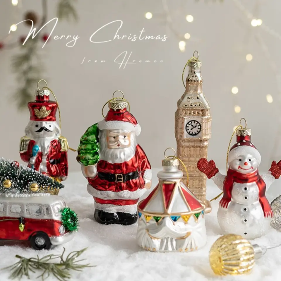 Santa Claus vianočné sklenené ozdoby snehuliak Snowman Nový rok