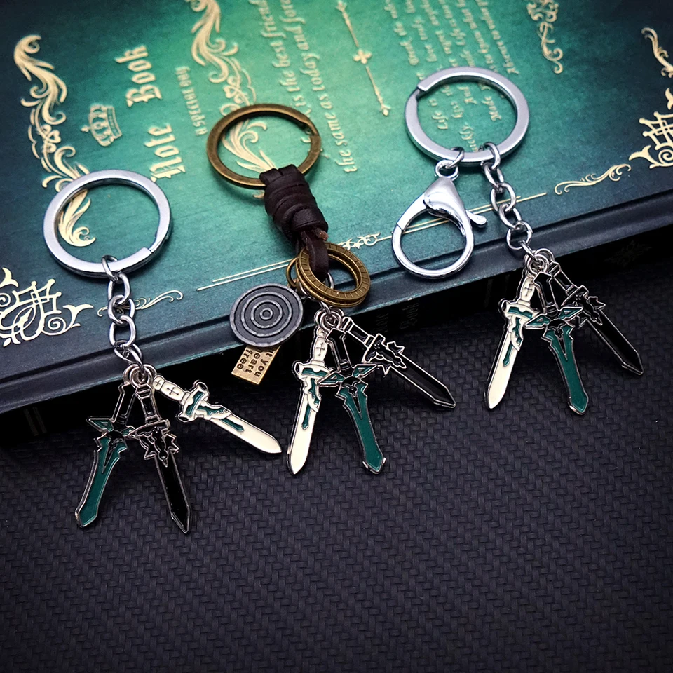 SAO Keychain Elucidátor Dark Repuler Set Set Keyring pre mužov Anime Accessory Key Ring Pendant Llaveros