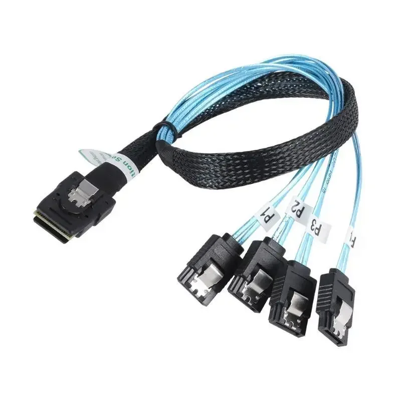 SAS SATA Cable Mini-SAS SFF-8087 až 4 SATA Cable Mini SAS 4I SFF8087 36P až 4 SATA 7P kábel 12 GBPS 50 cm