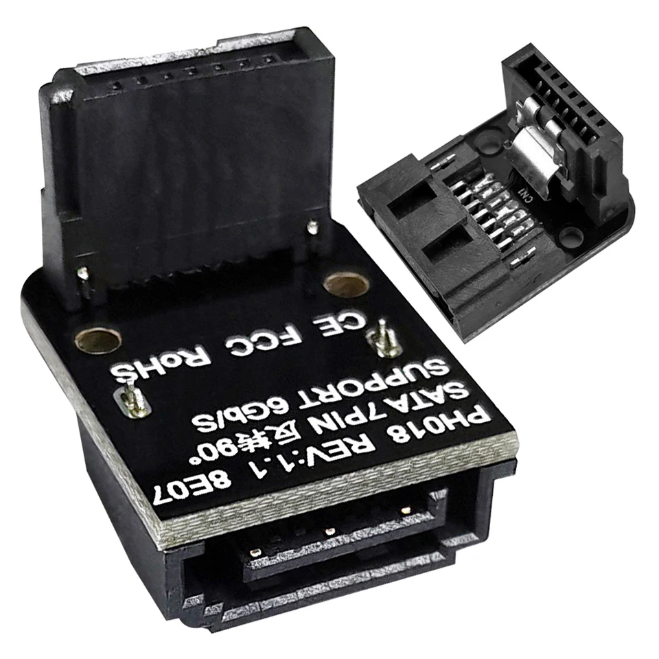SATA 7PIN Žena do 7pin mužského adaptéra 90 stupňov uhlového lakťa 6 GBPS UP /DOWN HEACBOARD základnej dosky pre stolné počítače SSD HDD