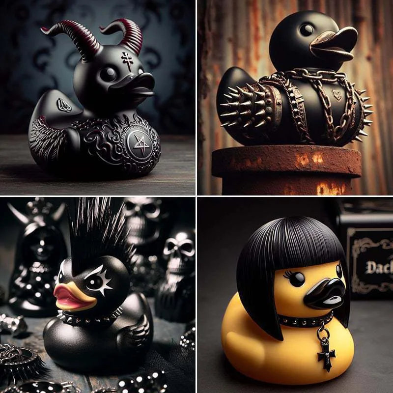 Satan Duck Punk Duck Death Rock Duck Lady Valentina Gothic Girl Duck Duckieville Duck Model ručne vyrobený