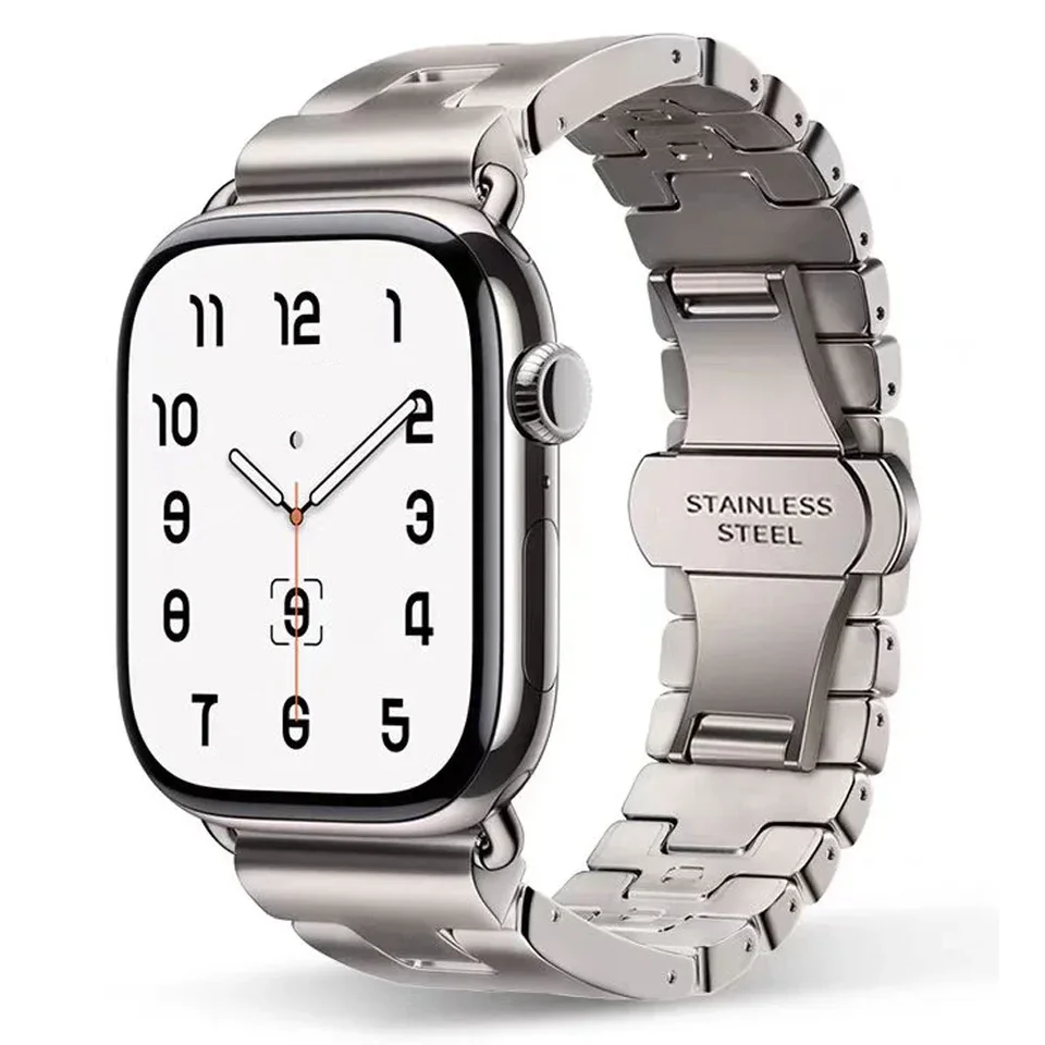 Satine Grand H Band pre Apple Watch Ultra 2 49 mm séria 10 46 mm 9 8 7 6 SE 45 mm nehrdzavejúca oceľová remienok pre sponu Iwatch Butterfly