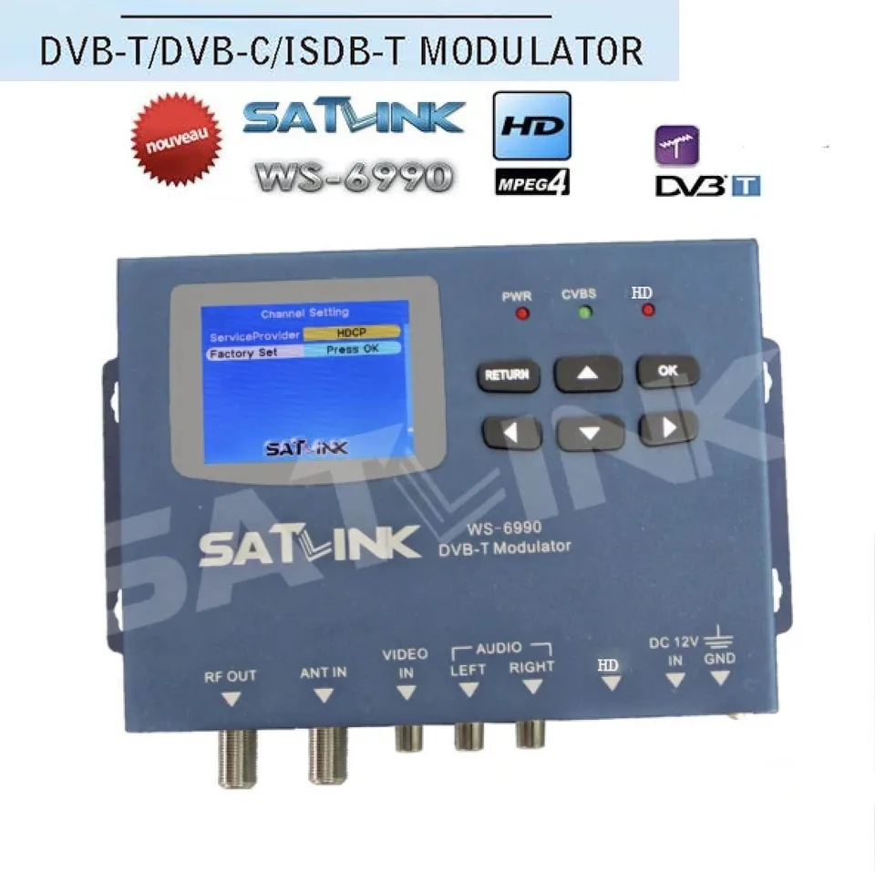 SATLINK WS-6990 1080P Pozemný 1 trasa DVB-T DVB-C ISDBT ISDB-T RF Modulátor H.264 WS6990 Digitálny nálezový meter vs ST-6503