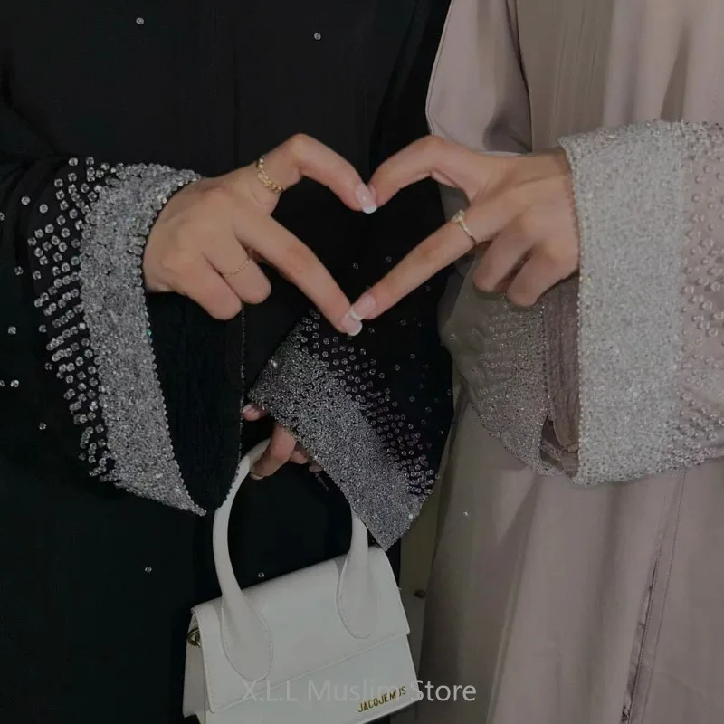 Saudská Arábia Pearl Moslim otvoril kimono abaya kaftan kebaya Maroko Dubaj 2024 Luxusné dovolenkové šaty Dámske modlitebné odevy