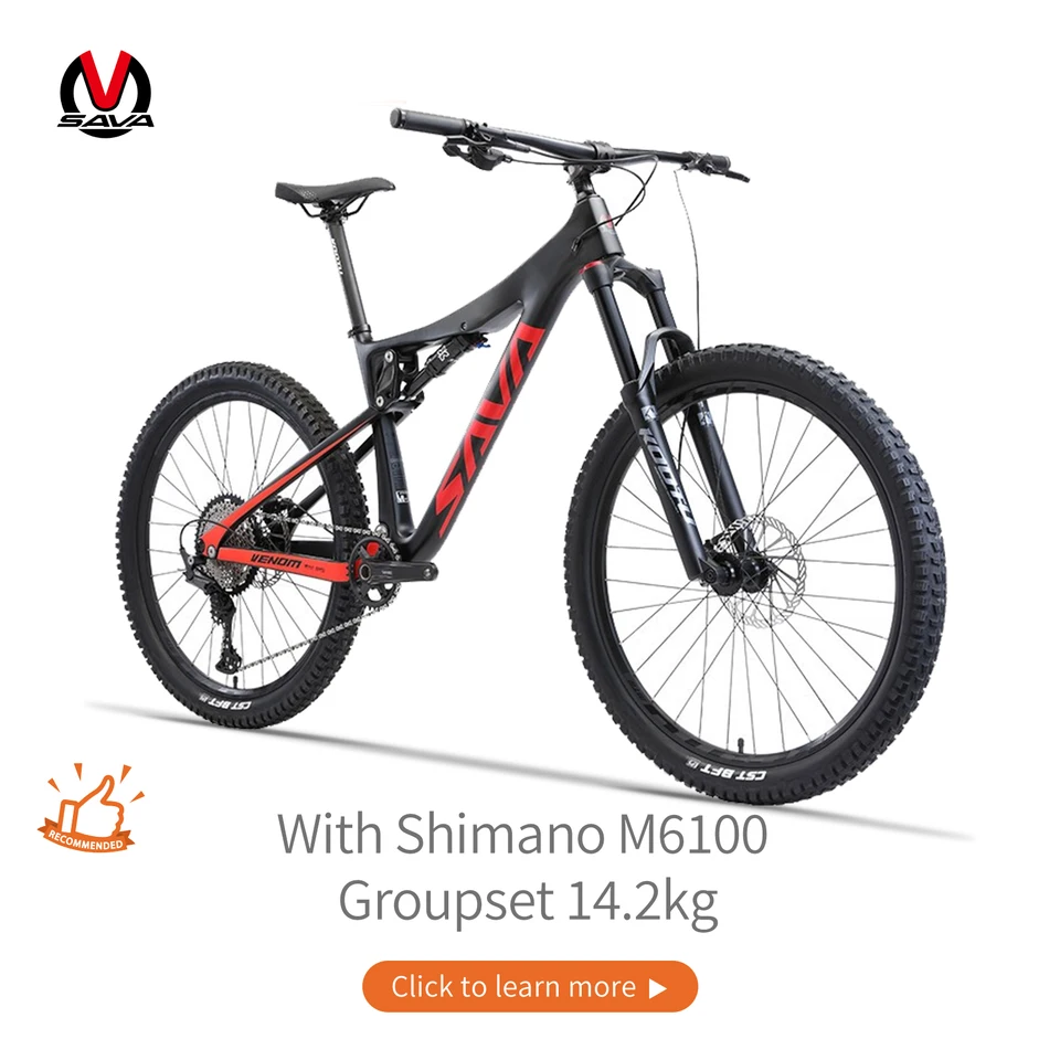 SAVA Denon 6.0 Plné zavesenie uhlíkových bicyklov uhlíkových vlákien 12 rýchlosti 27,5 palca Dual Shock Bike XC/AM/DH Bike s Shiman0 M6100