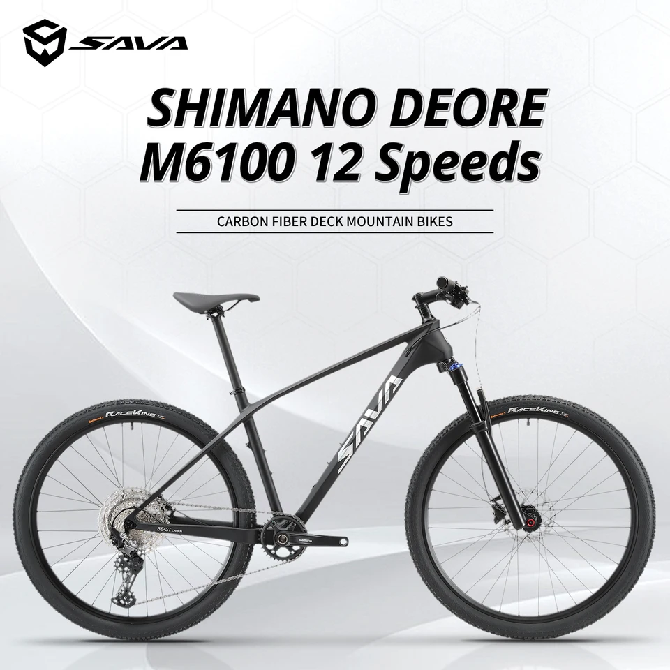SAVA - horské bicykel z uhlíkových vlákien s Shimano Deore M6100, 12 rýchlosťou cez nápravu, MBT dospelých pretekov, 29/27,5 Veľkosť