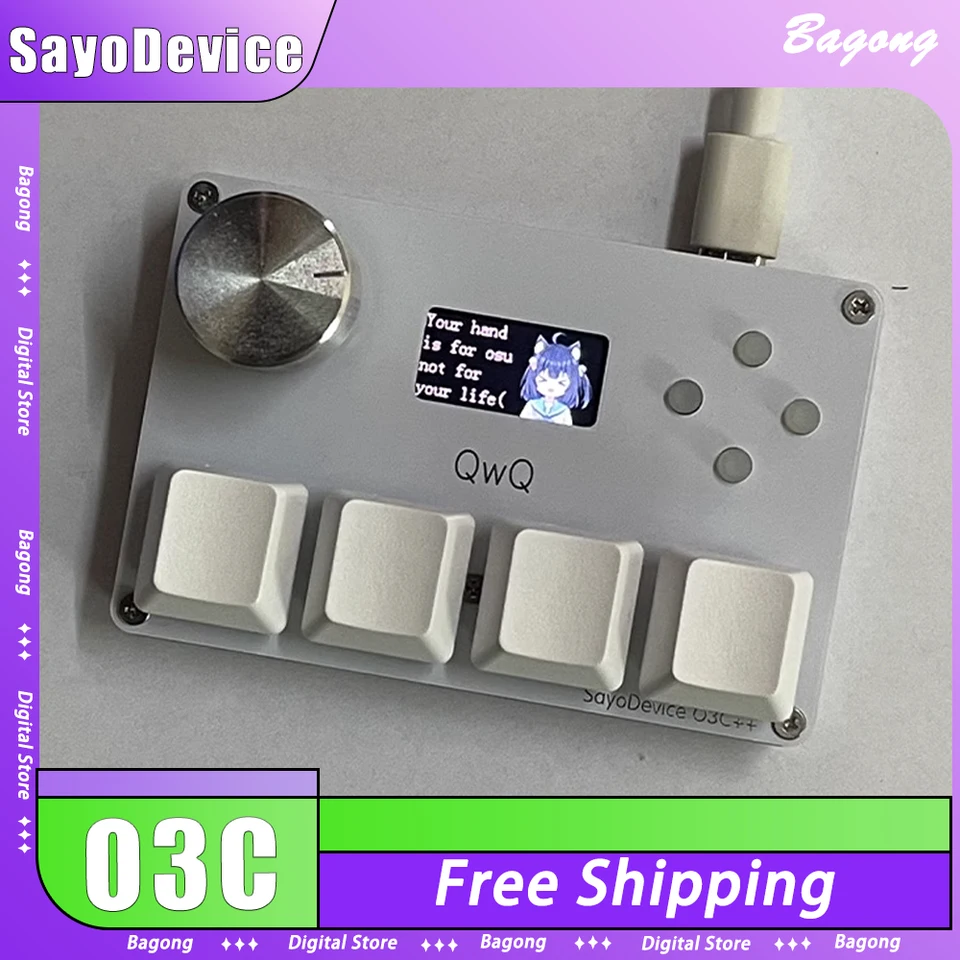 Sayodevice O3C Mini klávesnica Multifunkčný gombík RGB podsvietenie káblovej hernej klávesnice Ergonomics PC PC Gamer Accessories Mac Win