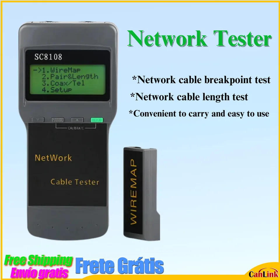 SC 8108 Prenosný sieťový meter a lan telefónny kábel tester a meter s LCD displej RJ45 bezdrôtový CAT5E RJ45 Meter Network tester