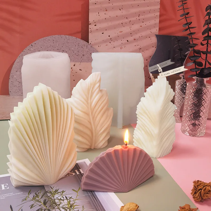Scallop Bodhi Leaf v tvare silikónového koláča Diy Shell Ručne vyrobený mydlová omietka Sviečka Sviečka na domáce dekorácie darčeky sviatkov M411