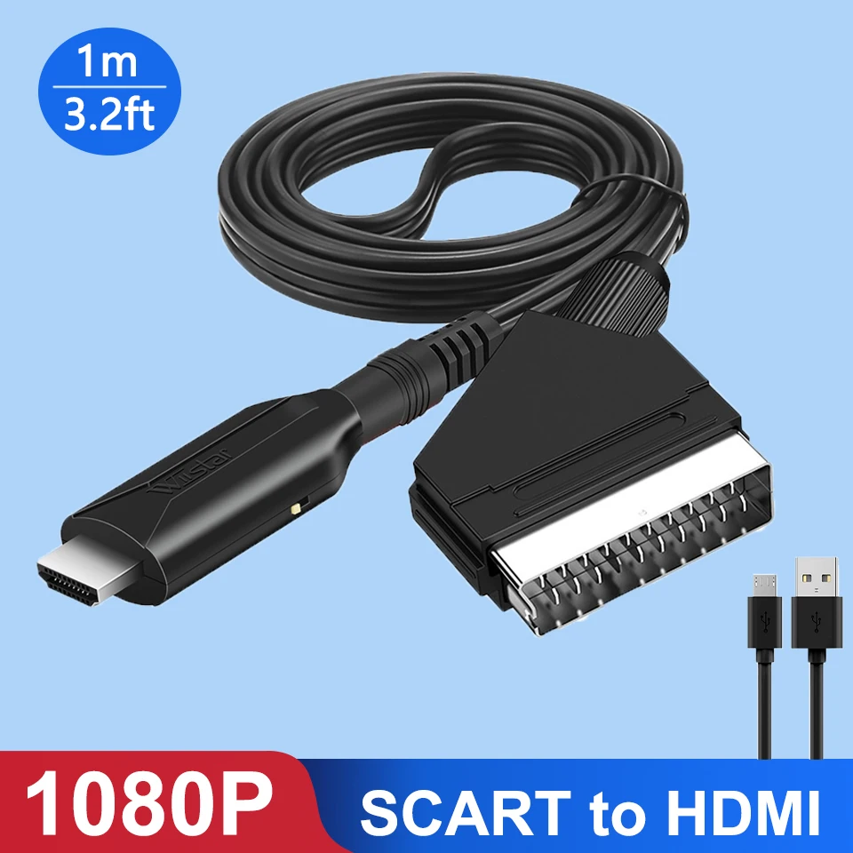 Scart to HDMI Converter 1080p Video Audio Adapter Scart Vstup do výstupu HDMI pre HDTV Sky Box STB zástrčka pre HD TV DVD