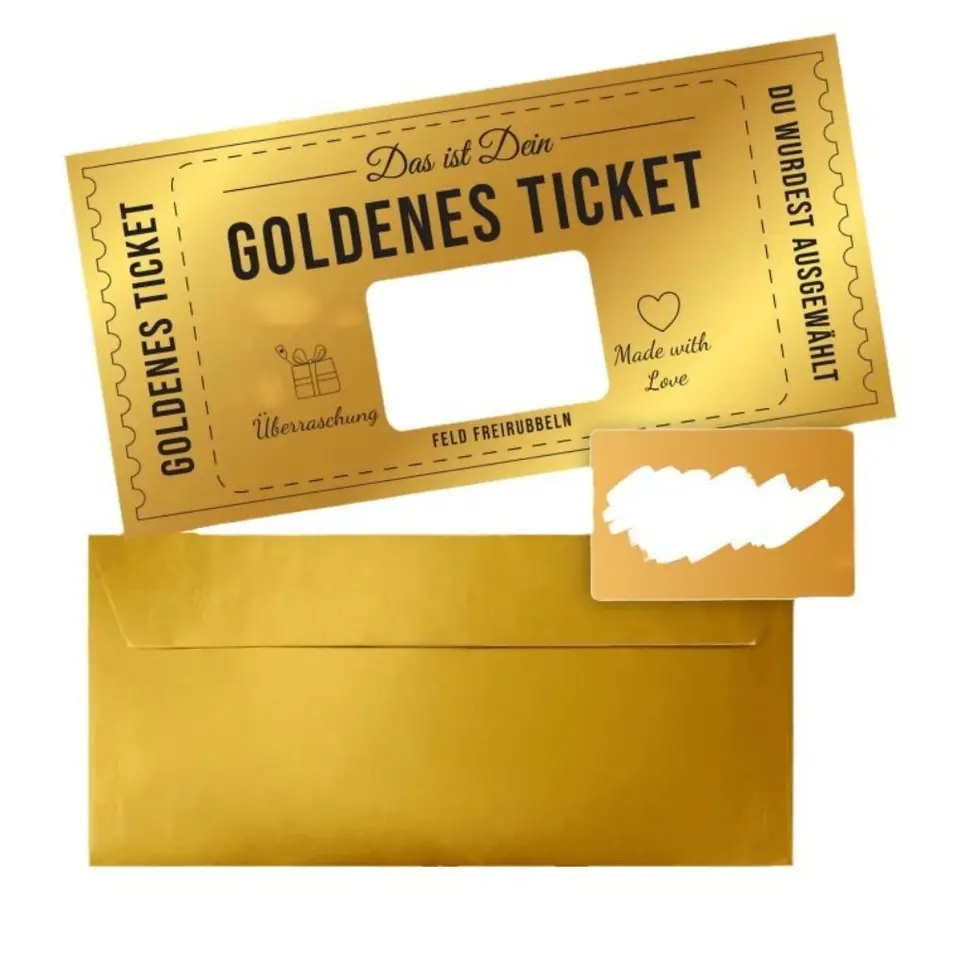 Scratch Off Ticket Golden Ticket Scratch Card Screvne Raffle Gift Party Party Party s obálkou Scratch-off Card